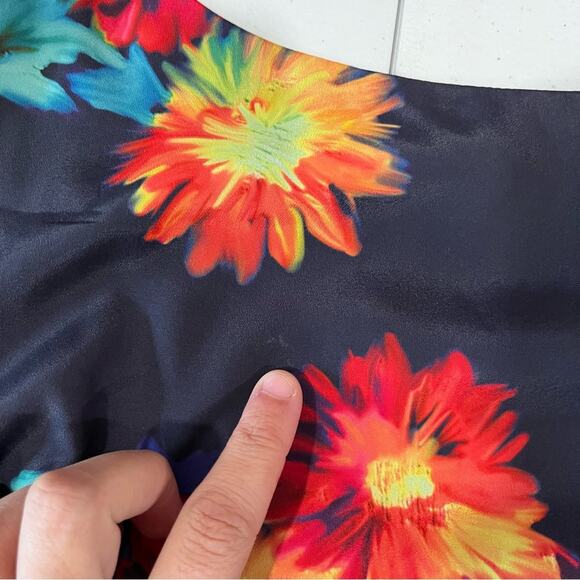 Betsey Johnson Navy Floral Fit & Flare Aline Dress Open Back - Picture 9 of 12